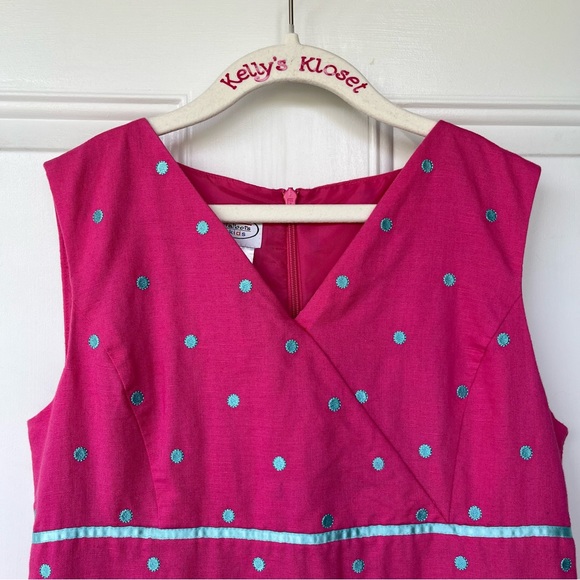 •Talbots Kids• Sleeveless Linen Blend Polka Dot Dress - Size 14 - Picture 3 of 9